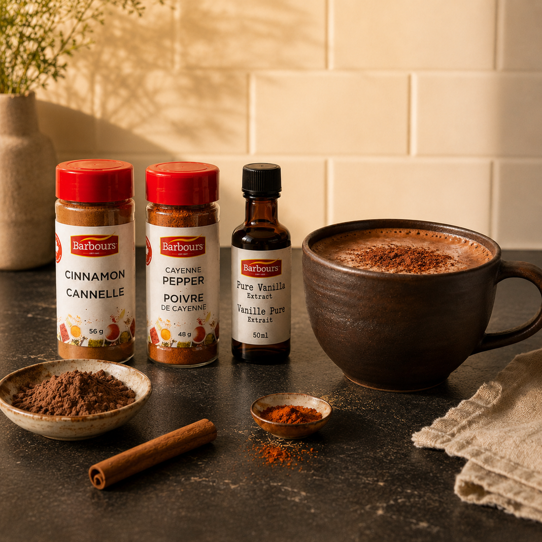 Mexican Hot Chocolate with Vanilla, Cinnamon and Cayenne